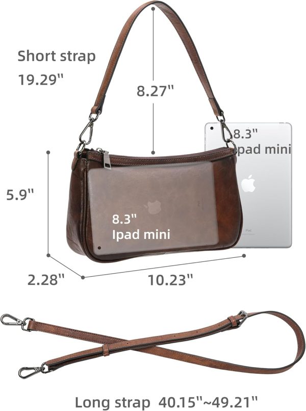 Iswee Leather Crossbody Bags for Women Small Designer Shoulder Bag Hobo Purse Satchel Handbags with Two Straps - Image 3