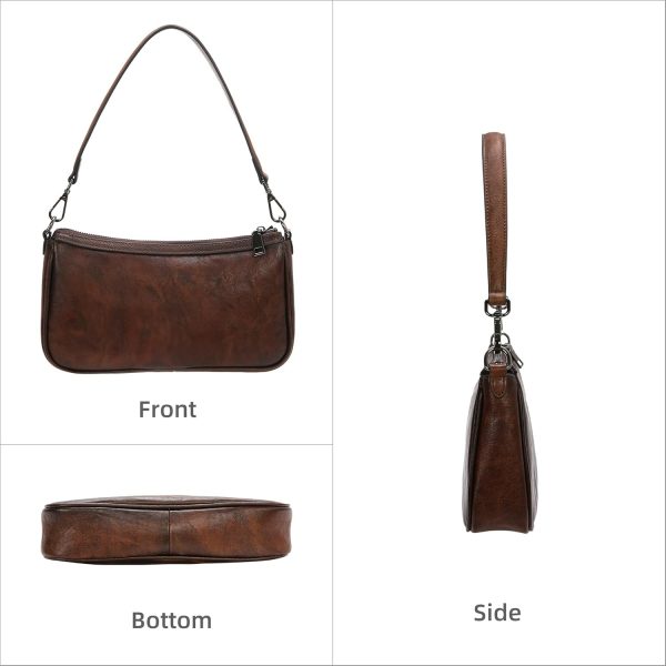 Iswee Leather Crossbody Bags for Women Small Designer Shoulder Bag Hobo Purse Satchel Handbags with Two Straps - Image 4