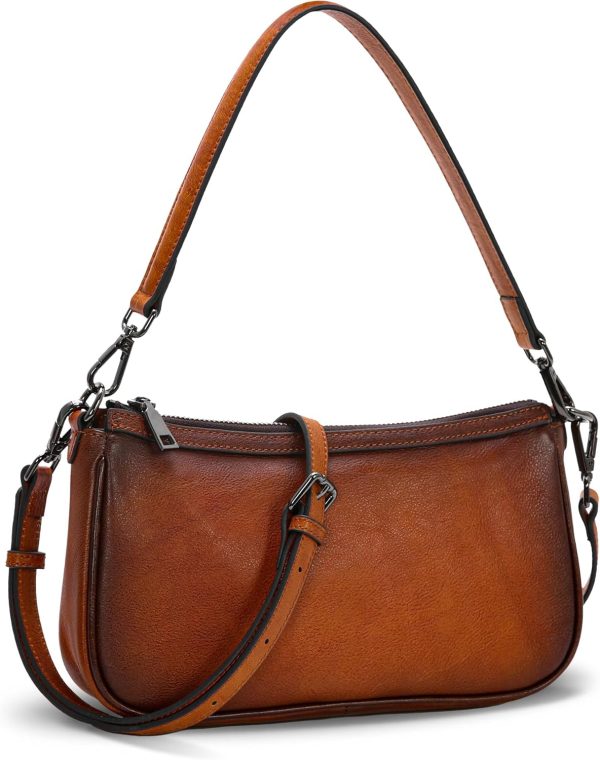 Iswee Leather Crossbody Bags for Women Small Designer Shoulder Bag Hobo Purse Satchel Handbags with Two Straps - Image 8