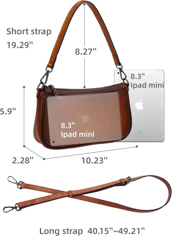 Iswee Leather Crossbody Bags for Women Small Designer Shoulder Bag Hobo Purse Satchel Handbags with Two Straps - Image 9