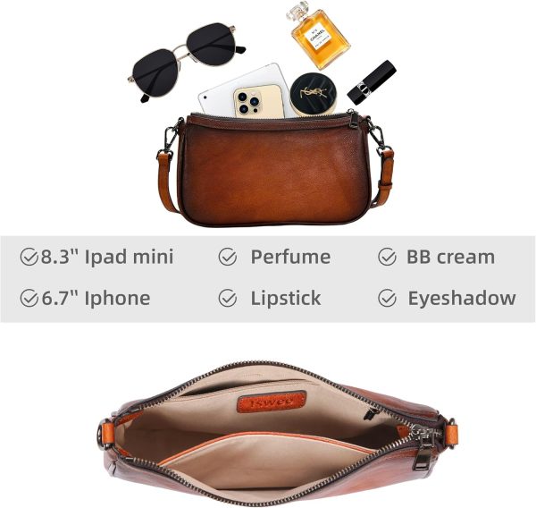 Iswee Leather Crossbody Bags for Women Small Designer Shoulder Bag Hobo Purse Satchel Handbags with Two Straps - Image 11