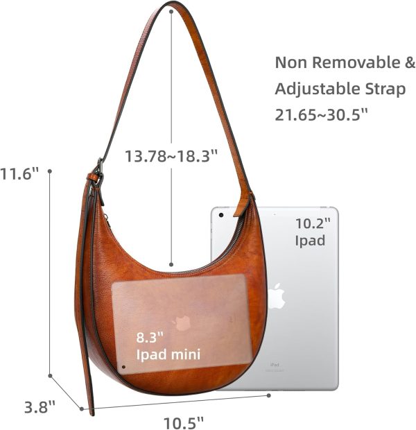 Iswee Leather Crossbody Bags for Women Hobo Bag Lightweight Designer Shoulder Handbags Stylish Crescent Purse - Image 3